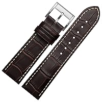 Cowhide Leather Watchband 20mm 22mm Strap Folding Buckle for Hamilton Khaki Aviation Classic Series Men Bracelet (Color : Brown 02-Silver A, Size : 22mm)