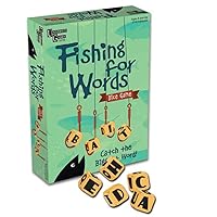 Fishing for Words, Dice Game, Word Game, Travel Game, Family Game, Bar Game, 2 to 4 players, ages 8 and up, Green