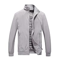 Men's Lightweight Full Zip Jacket Stand Collar Thin Outerwear Windbreaker Golf Zipper Coat Casual Bomber Jackets