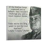 Chesty Puller Marine Corps Officer Inspirational Quote Black And White Portrait Poster (3) Canvas Poster Wall Art Decor Print Picture Paintings for Living Room Bedroom Decoration Unframe-style 10x10in