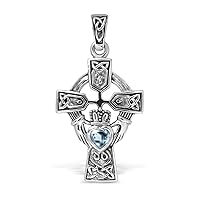 WithLoveSilver Sterling Silver 925 Celtic Cross and Claddagh Heart Pendant