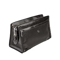 Maxwell Scott Bags Luxury Leather Large Dopp Kit | The Tanta | Handcrafted In Italy | Night Black