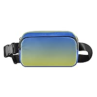 Blue Yellow Gradient Fanny Packs for Women Men Everywhere Belt Bag Fanny Pack Crossbody Bags for Women Fashion Waist Packs with Adjustable Strap Bum Bag for Travel Outdoors Sports Shopping