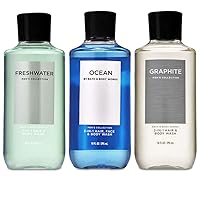Bath and Body Works 3 Pack 2-in-1 Hair + Body Wash Freshwater, Graphite and Ocean. 10 Oz. Bath and Body Works 3 Pack 2-in-1 Hair + Body Wash Freshwater, Graphite and Ocean. 10 Oz.