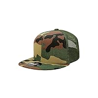 DECKY Youth 6 Panel High Profile Structured Cotton Trucker, Woodland/Olive