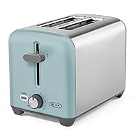 BELLA 2 Slice Toaster, Quick & Even Results Every Time, Wide Slots Fit Any Size Bread Like Bagels or Texas Toast, Drop-Down Crumb Tray for Easy Clean Up, Stainless Steel and Aqua