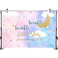 Gender Reveal Backdrop Pink Blue Twinkle Twinkle Little Star Baby Shower Photo Background Glitter Star Moon Backdrops 7x5ft