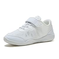 LANDHIKER Cheer Shoes for Girls & Youth Cheerleading Shoes Girls Youth White Competition Cheerleading Gear Training Athletic Flats Breathable Soft Comfortable Kids Cheer Sneaker
