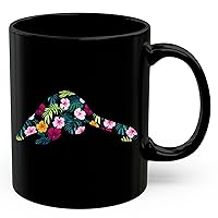 Pangolin Tropical Floral Silhouette Coffee Mug Black Ceramic 11oz Wild Animal Lover Gifts