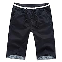Men's Shorts Summer Casual Cotton Style Drawstring Elastic Waist Beach Shorts