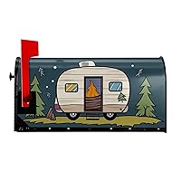 Mailbox Cover Happy Camper Print Magnetic Mail Box Wraps Decorative Post Letter Box Cover for Garden Yard Outdoor Decorations 21x18 in