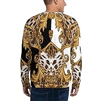 Unisex Sweatshirt For Men Women Streetwear Fashion Leopard Gold Half Black