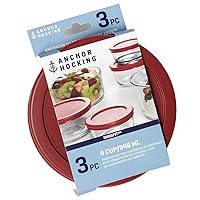 Anchor Hocking Replacement Lids for Glass Food Storage, 4 Cup Round, Set of 3 (Also Compatible with Pyrex Glass Food Storage)