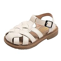 The Wild One Sandals Girls Sandals Toddler Little Kid Closed Toe T Strap Flats Jelly Sandals for Girls Size 13