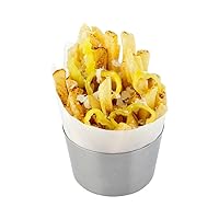 Restaurantware Met Lux 3.1 x 2 Inch French Fry Cup 1 Short French Fry Holder - Satin Finish Durable Stainless Steel Fry Cup For Serving Chips Onion Rings Tater Tots or Vegetables
