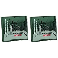 Bosch 15-Piece Mini X-Line Twist Drill Mixed Set (Wood, Stone and Metal, Drill Accessories) (Pack of 2)