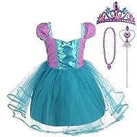 Dressy Daisy Princess Mermaid Costumes Birthday Fancy Party Dresses Up for Baby Girls with Accessories Size 3-6 Months 108