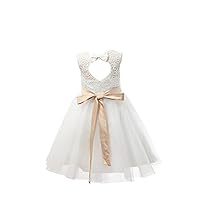 Miama Ivory Lace Tulle Keyhole Back Wedding Flower Girl Dress Junior Bridesmaid Dress