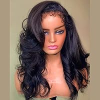HD lace Kinky Curly Edges Baby Hair Body Wave Lace Front Wigs Human Hair 180% Density HD Invisible 13x6 Lace front Wigs Pre Plucked Brazilian Remy Human Hair Glueless Wig For Women 20’