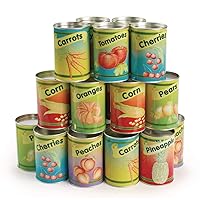 Excellerations Realistic Tin Can Play Food, Pack of 20, Educational Toys, Kids Toy, Gift, for Ages 3 Years and Up, Preschool, Home School (Item # CANFOOD)