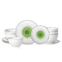 Christian Siriano Luma 16-Piece Dinnerware Set Porcelain, Green