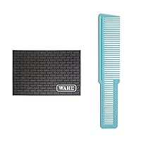Wahl Professional Tool Mat for Clippers, Trimmers & Haircut Tools & Wahl Professional Large Styling Aqua Comb Bundle