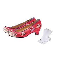 Female Hanbok Shoes Socks Package Woman Red Embroidery Korea Traditional Wedding Pumps 3 cm