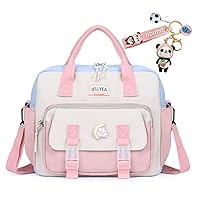 Kawaii Backpack Cute Tote Bag Girl School Crossbody Shoulder Bag with Kawaii Accessories Multi Purpose (Light Pink)