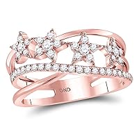 The Diamond Deal 14kt Rose Gold Womens Round Diamond Fashion Crossover Star Ring 3/8 Cttw