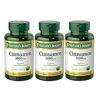 Cinnamon Herbal Supplement, Supports Sugar Metabolism, 1000 mg, 100 Count, Pack of 3