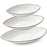 ONEMORE Serving Bowls for Entertaining, Large Serving Dishes Set of 3 Serving Platters and Trays for Parties - Ceramic Oval Plates for Dinner Food Fruit Salad Side Dishes - 10/25/35 oz - Creamy White