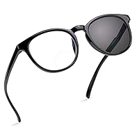 LifeArt Bifocal Reading Glasses, Transition Photochromic Dark Grey Sunglasses, Oval Frame, Computer Reading Glasses, Anti Glare (Black, 0.00/+1.50 Magnification)
