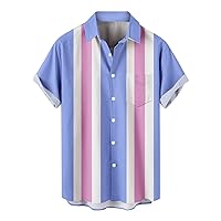Men's Short Sleeve Button Up Holiday Wear Fashion Shirt Hawaiian Short-Sleeved Summer Tshirts Shirts for Men