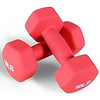 Signature Fitness Neoprene Dumbbell Hand Weights, Anti-Slip, Anti-roll, Hex Shape Colorful, Pair or Set with Stand
