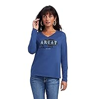 Ariat Women's Real Chest Logo Relaxed Tee, True Navy, Small