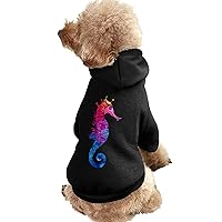 Rainbow Seahorse Dog Hoodies Funny Pet Suit Hooded Sweatshirt Clothes with Hat M