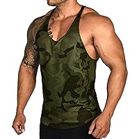 Men's Sports Running Fitness Slim Fit Sleeveless Tank Top Camouflage Print Vest Shirts