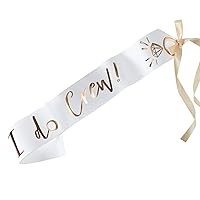 Ginger Ray White & Gold I Do Crew Bachelorette Party Decorative Sashes, 6 Pack
