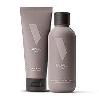 Bevel Face Gel & Face Wash Bundle - Includes Face Moisturizer for Men & Face Wash with Tea Tree Oil, Cleanse, Hydrate and Revitalize Skin