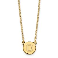 Jewels By Lux Sterling Silver Gold-plated Tiny Circle Block Letter Initial Cable Chain Necklace (Length 18 in)