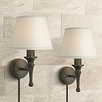 Regency Hill Braidy Rustic Wall Light Sconces Set of 2 Bronze Copper Chrome Plug-in 7