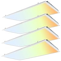 2X4 FT LED Flat Panel Light Fixture - 75W, 7500LM, 3000K/4000K/5000K Color Temperature Adjustable, Dimmable 0-10V Drop Ceiling Light - ETL, DLC (4 Pack)