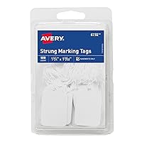 White Strung Marking Tags, 1.75 x 1.09 Inches, Pack of 100 (6732)