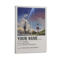 Your Name Poster Cartoon Movie Poster Minimalistas Aesthetic Pictures Canvas Wall Art Prints for Wall Decor Room Decor Bedroom Decor Gifts 12x18inch(30x45cm) Frame