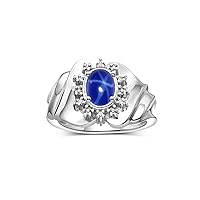 Ring with Oval 7X5MM Gemstone & Sparkling Diamonds – Radiant Sterling Silver Birthstone Jewelry for Women – Available in Sizes 5-10