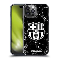 Head Case Designs Officially Licensed FC Barcelona Black Marble Crest Patterns Soft Gel Case Compatible with Apple iPhone 14 Pro Max