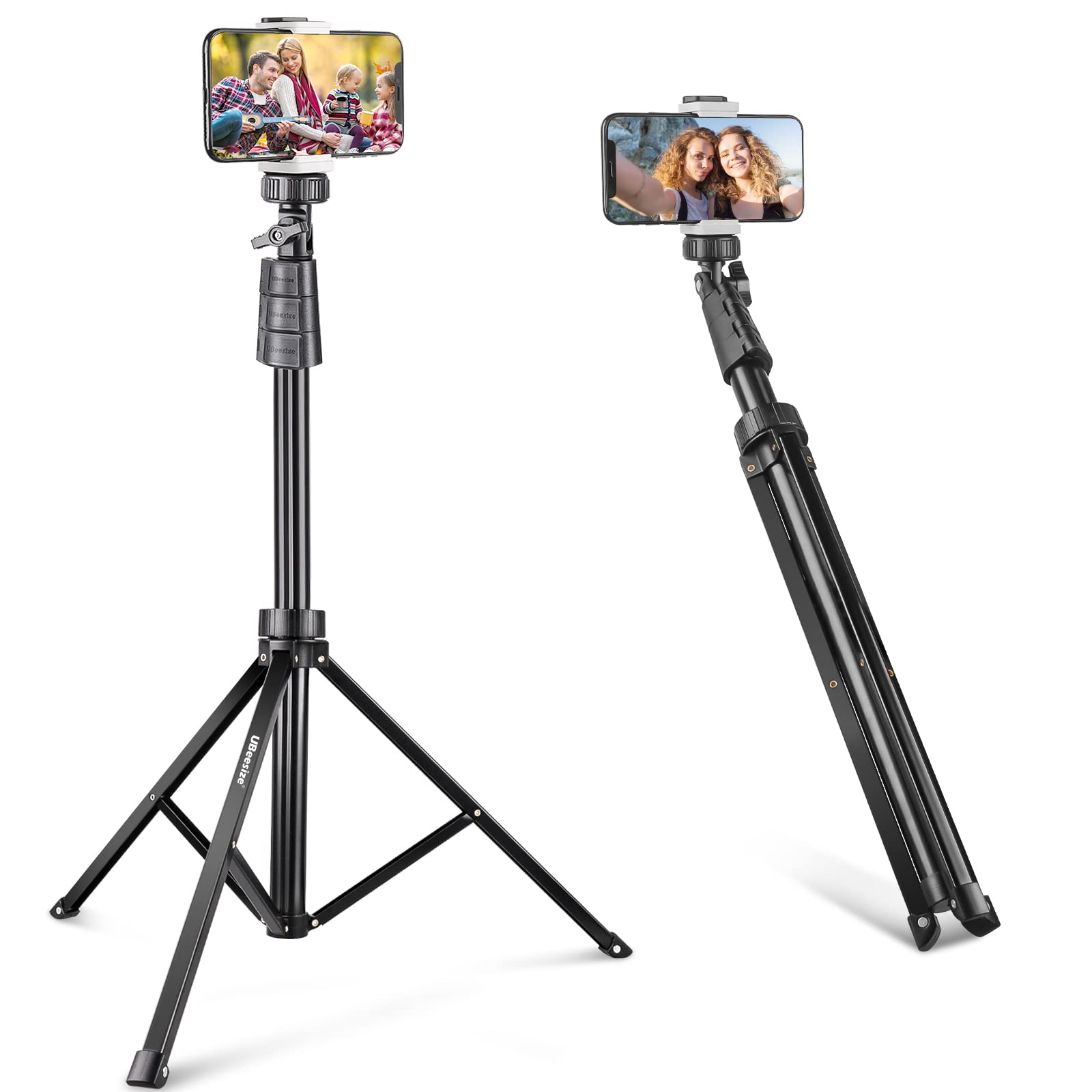 UBeesize 67'' Phone Tripod Stand & Selfie Stick Tripod, All in One Professional Cell Phone Tripod, Cellphone Tripod with Wireless Remote and Phone Holder, Compatible with All Phones/Cameras