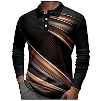 Men's Long Sleeve Casual Shirts Lapel Long Sleeve Printed Casual Top Loose Sports Lapel Shirt
