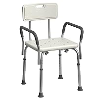 Medline Shower Chair Seat with Padded Armrests and Back Heavy Duty Shower Chair for Bathtub Slip Resistant Shower Seat with Adjustable Height Shower Chair for Inside Shower with 350 lb Capacity