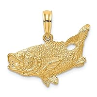 14k Yellow Gold Bass Fish with Tail Up Charm
